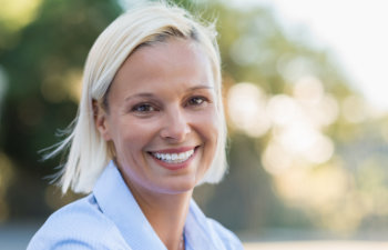 smiling mature blonde woman